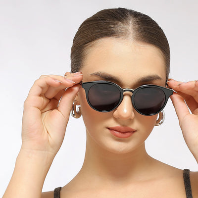 Eyejack Black & Golden Cateye Sunglasses for Women (30101CL885)