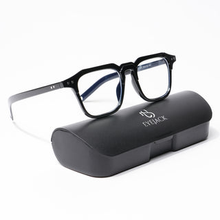 Eyejack Shine Black Square Eyeglasses for Men & Women (3327CL504-C1)