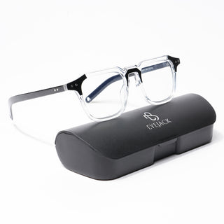 Eyejack Transparent & Black Square Eyeglasses for Men & Women (3327CL505-C2)