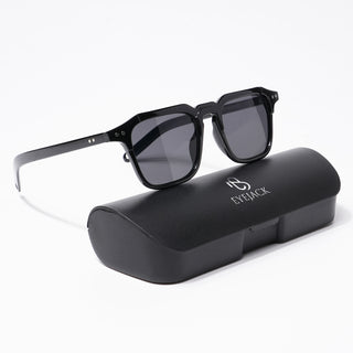 Eyejack Square Sunglasses for Men & Women (Black Lens | Shine Black Frame - 3327CL503-C1)