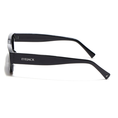 Eyejack Black Rectangle Sunglasses for Men & Women (3563CL982)