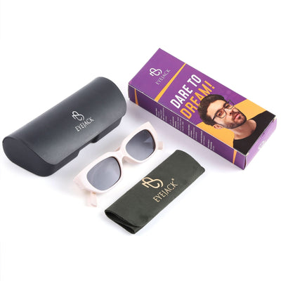 Eyejack White Rectangle Sunglasses for Men & Women (3563CL987)