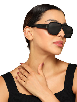 Eyejack Black Wayfarer Polarized Sunglasses for Men & Women (3710PCL1202)