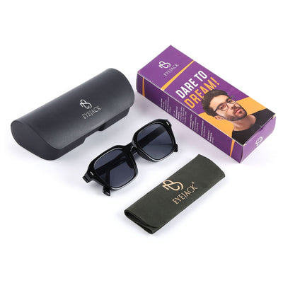 Eyejack Black Square Sunglasses for Men & Women (3740CL999)