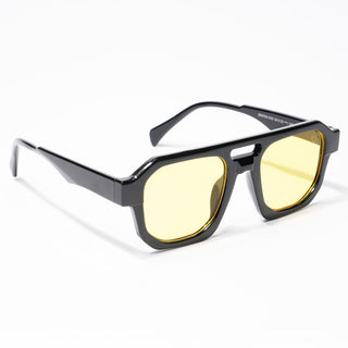 Eyejack Square Sunglasses for Men & Women (Yellow Lens | Shine Black Frame - 3753CL508-C3)