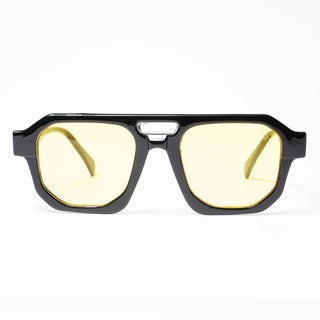 Eyejack Square Sunglasses for Men & Women (Yellow Lens | Shine Black Frame - 3753CL508-C3)