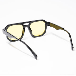 Eyejack Square Sunglasses for Men & Women (Yellow Lens | Shine Black Frame - 3753CL508-C3)