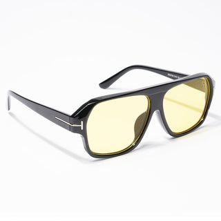 Eyejack Square Sunglasses for Men & Women (Yellow Lens | Shine Black Frame - 3793CL514-C3)