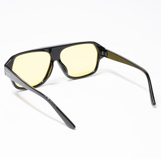 Eyejack Square Sunglasses for Men & Women (Yellow Lens | Shine Black Frame - 3793CL514-C3)