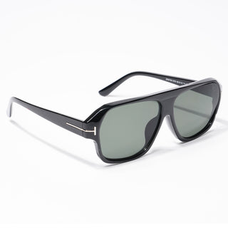 Eyejack Square Sunglasses for Men & Women (Green Lens | Shine Black Frame - 3793CL515-C4)