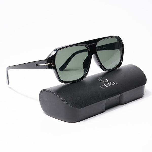BEAM - Shine Black Square Sunglasses I Green Lens - 3793CL515-C4