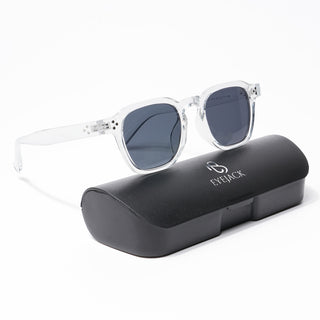 Eyejack Square Sunglasses for Men & Women (Black Lens | Transparent Frame - 3797CL520-C3)