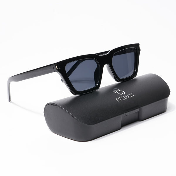 Eyejack Cateye Sunglasses for Women (Black Lens | Shine Black Frame - 3800CL524-C1)