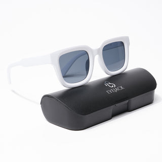 Eyejack Square Sunglasses for Men & Women (Black Lens | White Frame - 3803CL527-C4)