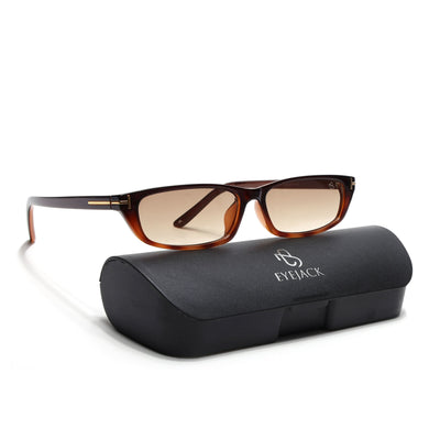Eyejack Black & Brown Rectangle Sunglasses for Women (3972CL1024)
