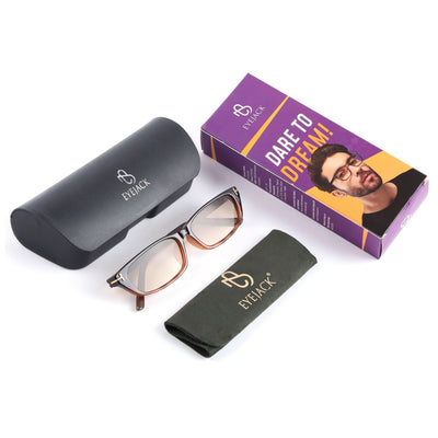 Eyejack Black & Brown Rectangle Sunglasses for Women (3972CL1024)