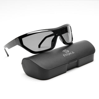 Eyejack Wrap Around Sunglasses for Men & Women (Black Lens | Shine Black Frame - 3980CL552-C1)