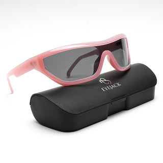 Eyejack Wrap Around Sunglasses for Men & Women (Black Lens | Pink Frame - 3980CL555-C4)