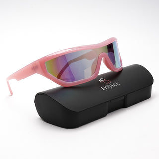 Eyejack Wrap Around Sunglasses for Men & Women (Multicolor Lens | Pink Frame - 3980CL558-C7)