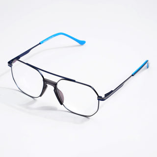 EyeJack DISK Grey & Blue Wayfarer Eyeglasses for Men & Women (128608CL212-C6)