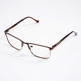 EyeJack DISK Brown & Golden Rectangle Eyeglasses for Men & Women (128614CL242-C4)