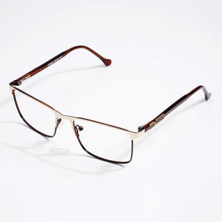 EyeJack DISK Golden & Brown Rectangle Eyeglasses for Men & Women (128614CL243-C5)