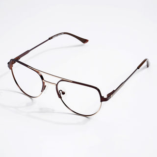 EyeJack DISK Brown & Silver Aviator Eyeglasses for Men & Women (128601CL171-C4)