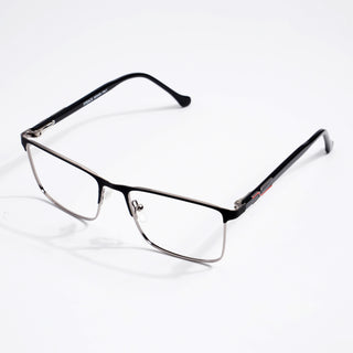 EyeJack DISK Matt Black & Grey Rectangle Eyeglasses for Men & Women (128614CL241-C3)