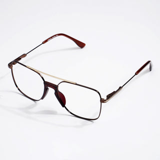 EyeJack DISK Brown & Golden Wayfarer Eyeglasses for Men & Women (128606CL199-C4)