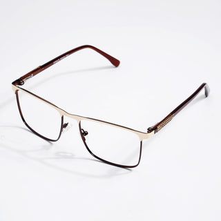 EyeJack DISK Golden & Brown Square Eyeglasses for Men & Women (128615CL248-C5)