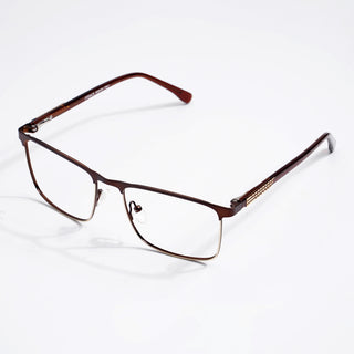 EyeJack DISK Brown & Golden Square Eyeglasses for Men & Women (128615CL247-C4)