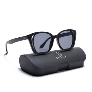 Eyejack Matt Black Round Sunglasses for Women (5082CL1220)