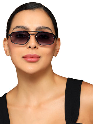 Eagle - Black Rectangle Sunglasses I Purple Lenses (5229CL855)