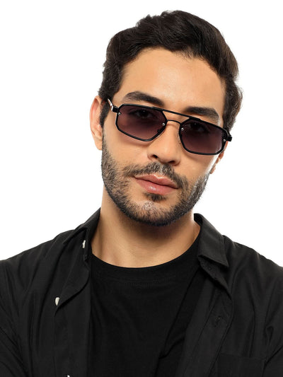 Eagle - Black Rectangle Sunglasses I Purple Lenses (5229CL855)