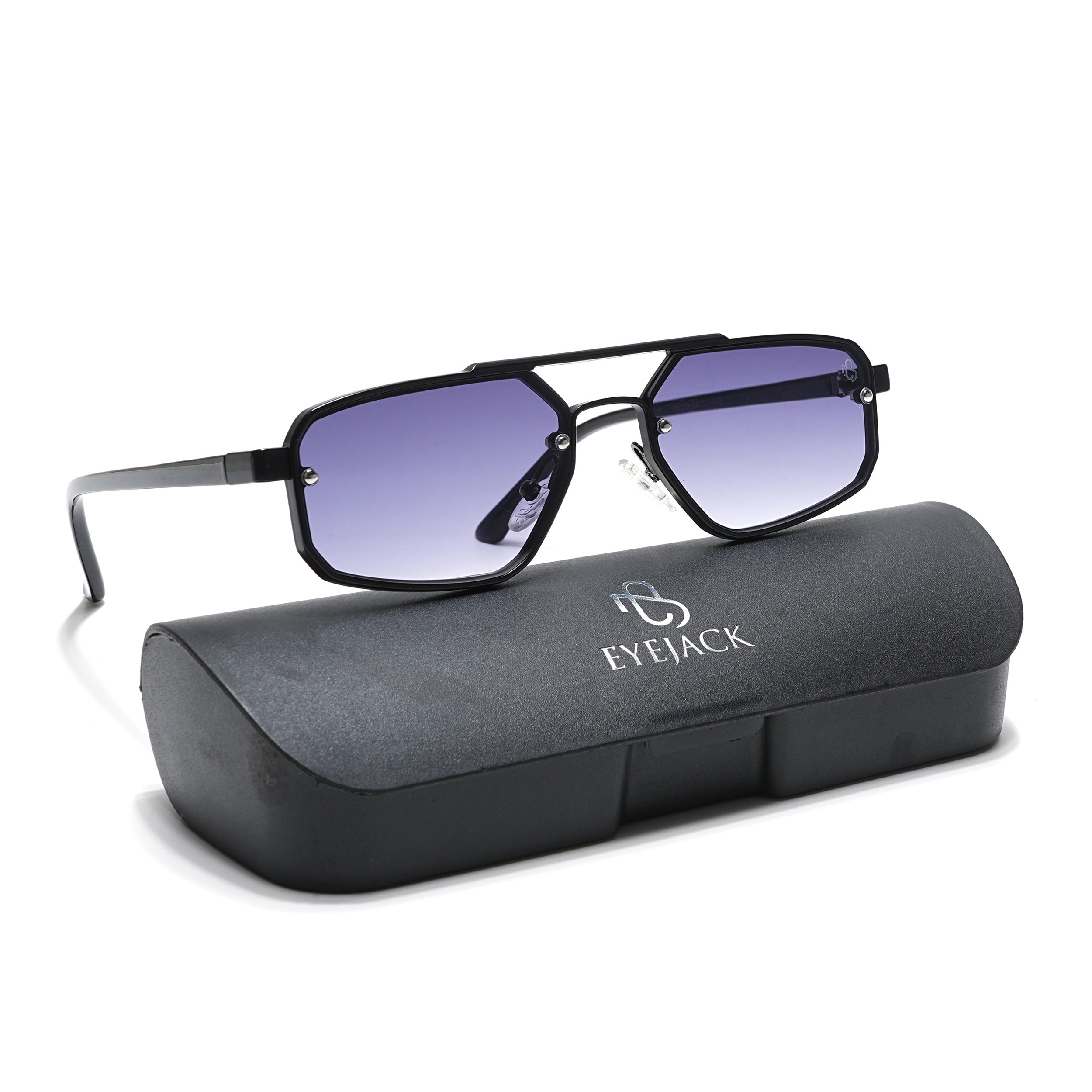 Eagle Black Rectangle Sunglasses I Purple Lenses (5229CL855