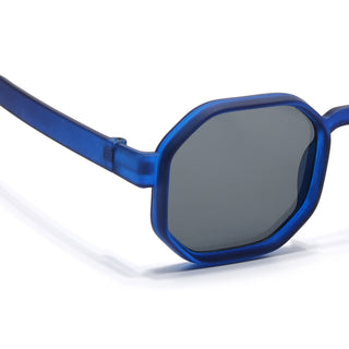 Eyejack Blue Hexagonal Sunglasses for Men & Women (5611CL1039)