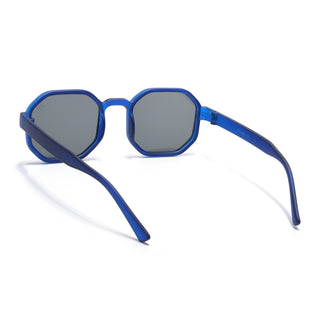 Eyejack Blue Hexagonal Sunglasses for Men & Women (5611CL1039)