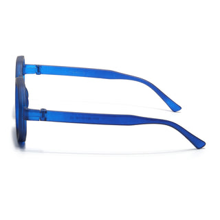 Eyejack Blue Hexagonal Sunglasses for Men & Women (5611CL1039)