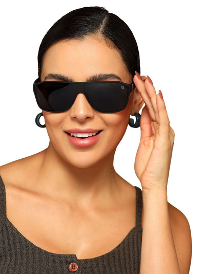 Eyejack Black Wayfarer Polarized Sunglasses for Men & Women (6023PCL1244)