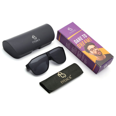 Eyejack Black Wayfarer Polarized Sunglasses for Men & Women (6023PCL1244)