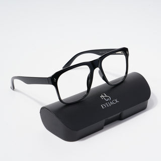 EyeJack Bell Bottom Shine Black Square Eyeglasses for Men & Women (62201CL360-C2)