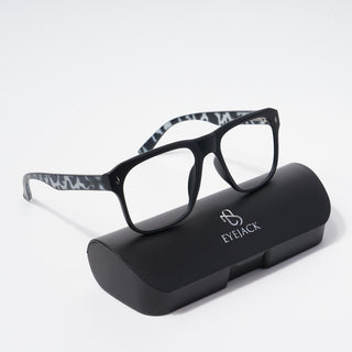 EyeJack Bell Bottom Matt Black Square Eyeglasses for Men & Women (62201CL449-C10)