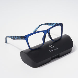 EyeJack Bell Bottom Matt Blue Square Eyeglasses for Men & Women (62202CL374-C7)