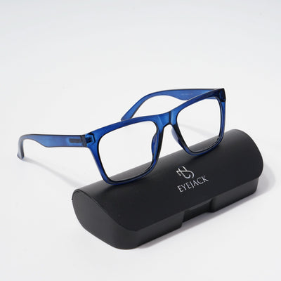 EyeJack Bell Bottom Shine Blue Square Eyeglasses for Men & Women (62202CL375-C8)