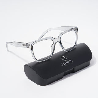 EyeJack Bell Bottom Shine Grey Square Eyeglasses for Men & Women (62203CL381-C5)