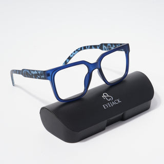 EyeJack Bell Bottom Matt Blue Square Eyeglasses for Men & Women (62203CL383-C7)