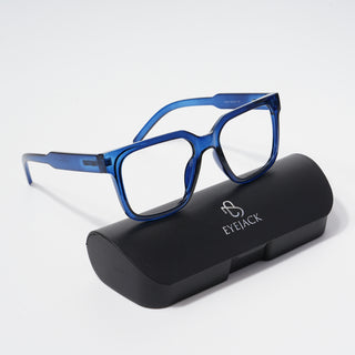 EyeJack Bell Bottom Shine Blue Square Eyeglasses for Men & Women (62203CL384-C8)