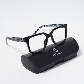 EyeJack Bell Bottom Matt Black Square Eyeglasses for Men & Women (62203CL451-C10)