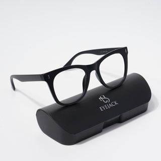 EyeJack Bell Bottom Matt Black Square Eyeglasses for Men & Women (62204CL386-C1)