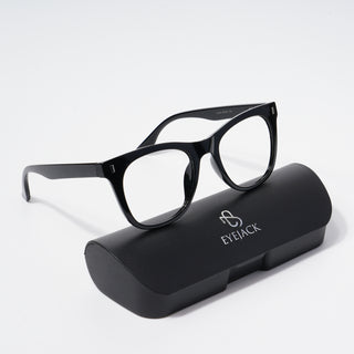 EyeJack Bell Bottom Shine Black Square Eyeglasses for Men & Women (62204CL387-C2)